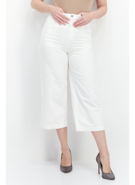 Buy Women Loose Fit Solid Non-Stretchable Jeans, White in UAE