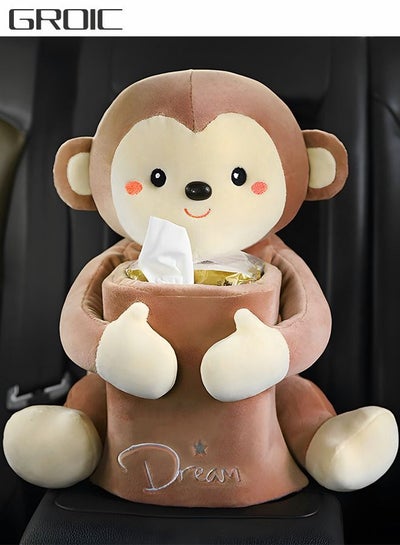 Buy 2 in1 Cute Cartoon Car Tissue Box，Creative Tissue Box, Hanging Monkey Tissue Holder Napkin Box,Automotive Interior,Car Decoration in Saudi Arabia