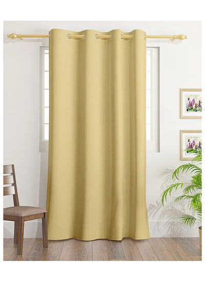 Buy Solid Dyed Blackout Curtains With Groomets - Polyester-Single Window Curtain- Sound, Sunlight And Heat Insulation- 260X140Cm -  Camel in UAE