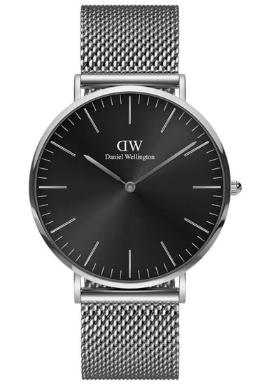 Buy Daniel Wellington Classic Mesh Onyx Black Men's Watch 40mm Dial with Silver Stainless steel (316L) Strap DW00100629 in Saudi Arabia