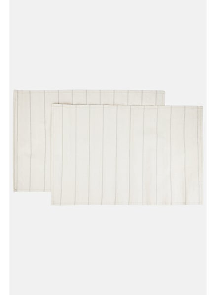 Buy 2 Piece Stripe Waterproof Placemats 32 H x 48 L cm, Off White/Light Grey in Saudi Arabia