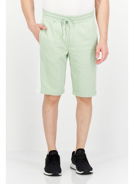 اشتري Men Brand Logo Basic Short, Sage Green/White في الامارات