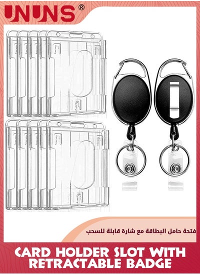 Buy ID Badge Holder With Clip,10 Pack Hard Plastic Retractable Badge Holder,Clear ID Card Holders With Easy Access Thumb Slot And Chain Holes,For Credit Cards, Driver's Licenses-Vertical in UAE