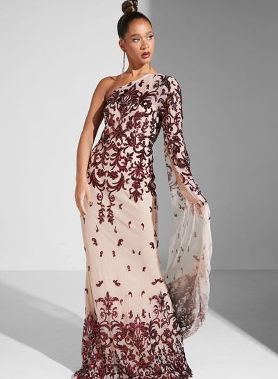 Buy Sequin Embroidered One Shoulder Dress in Saudi Arabia
