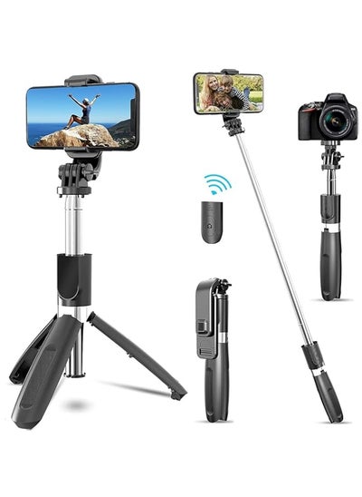 Buy Selfie Stick, 3 in 1 Extendable Selfie Stick Tripod with Detachable Bluetooth Wireless Remote Phone Holder for iPhone 12/Xs/iPhone 8/iPhone 11/11pro, Galaxy S10/S9 Plus/S8/Note8 in Saudi Arabia