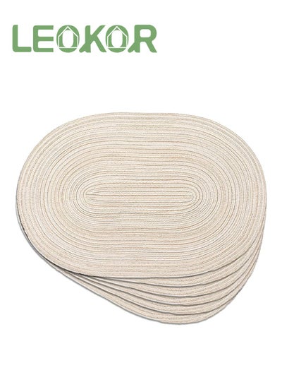 Buy Oval Braided Placemats 6 Pcs Table Mats for Dining Tables Natural Woven Heat Resistant Place Mats Beige in Saudi Arabia