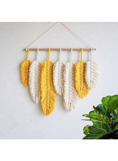 Buy Macrame feather Wall Hanging Boho Leaves Macrame Tapestry Wall Decor Handmade 45x42 in Egypt