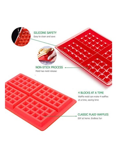 Buy Waffle silicone mold 7x10 inches- red in Egypt