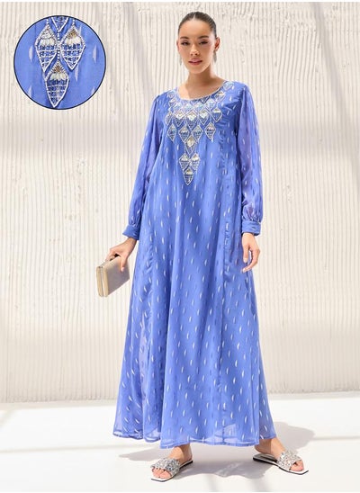 Buy Embellished Yoke Jalabiya With Hand Embroidery in Saudi Arabia