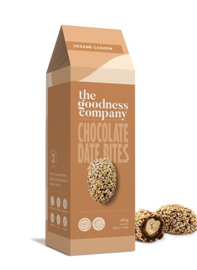 اشتري Sesame Cashew Chocolate Date Bites (Vegan, No Added Sugar) 45g في الامارات