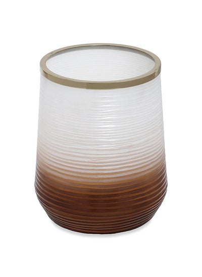 اشتري Ombre Waste Bin, Brown & White - 21x25 cm في الامارات