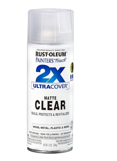 Buy Rust-Oleum 2X Ultra Cover Clear Matte - 12oz, Spray Paint, Durable, Smooth Finish in UAE