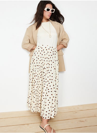 Buy Ecru Lined Animal Polka Dot Pleated Woven Skirt TCTSS24EE00011 in Egypt