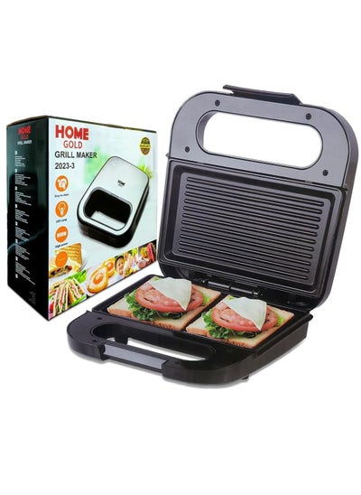 اشتري Home Gold 800W Sandwich Maker, High Power Electric Grill with Double Sided Heating and Easy Clean  Model : 2023-3 في مصر