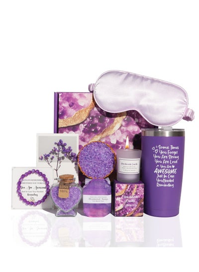 Buy Gifts for Women, Lavender Spa Gifts, Relaxing Spa Care Set with 20oz Water Bottle, Self-Care Bath Gift Basket for Women, Valentine's Day, Mother's Day Spa Gift Baskets for Women, Lavender, purple in Saudi Arabia