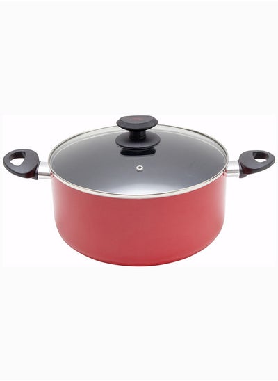 Buy Betty Crocker Non-Stick Casserole & Glass Lid 28Cm Red in Saudi Arabia