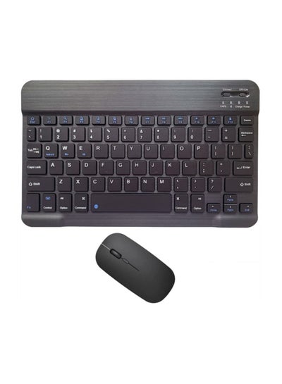 اشتري Wireless Bluetooth Keyboard Mouse Set Three System Universal Mobile Phone and Tablet Keyboard with Mouse Set - English 10 inch Black Lightweight Portable في السعودية