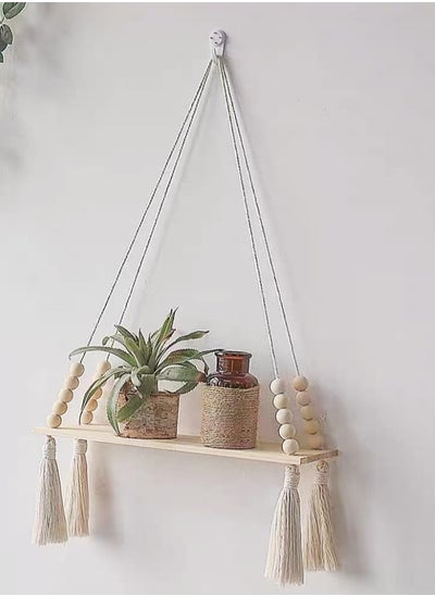 اشتري 1-Piece Wall-Mounted Wooden Display Rack Decorative Wooden Shelf  55x35 cm في الامارات