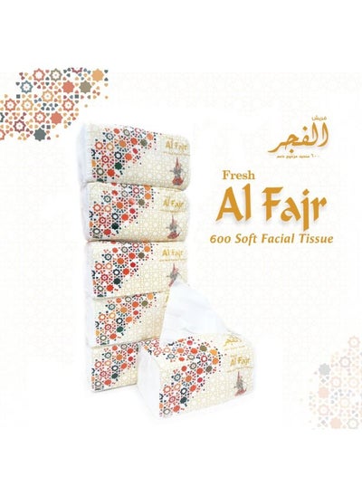 Buy Al Fajr Nylon Facial Tissue 600 Sheet Soft Fluffy Tissue Pack Of 5 in UAE