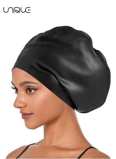 Buy Bathing Cap - Silicone Swim Cap for Women Men Extra Large Special Design Swimming Cap Waterproof Bathing Cap Swim Hat for Very Long Hair Braids Thick Curly Hair Keep Your Hair Dry in UAE