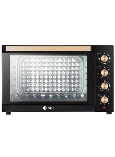 Buy SPJ 80L Electric Oven, 2400W With 7 Power Levels, 70-250 °C Adjustable Temp.,120 Minutes Timer, 360° Motorised Rotisserie, Inner Lamp, Easy to Use, Color - Brown, EOW-BR80L01 in UAE