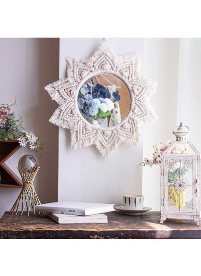 Buy Boho Macrame Round Hanging Mirror Bohemian Wall Décor 45 Cm in Egypt