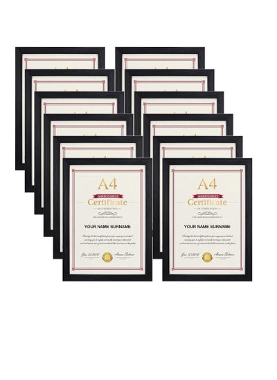 Buy AKDC 12 Pack A4 photo Frames, Black A4 Picture Frame Certificate Frames for Wall Hanging and Tabletop Display in UAE