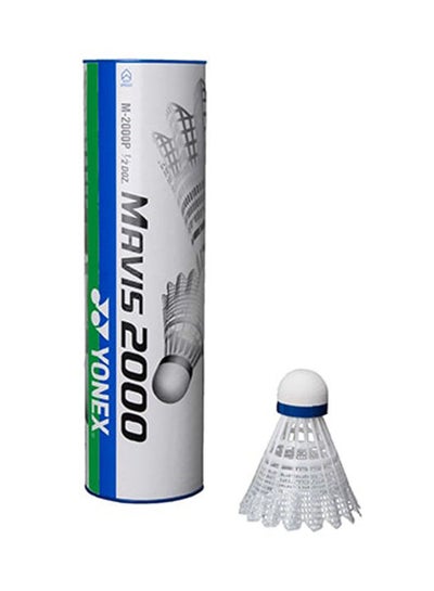 Buy Yonex Mavis 2000 Blue Cap Medium Badminton Shuttlecock 6 Pack, White in UAE