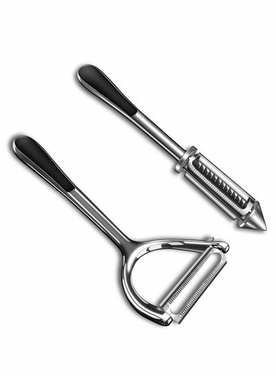 اشتري Vegetable Peeler Julienne Peeler, Potato Peelers With Eye Remover, Stainless Steel, Non Slip Grip, Veggie Fruit for Making Healthy Salads-2 Pcs في السعودية