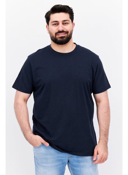 اشتري Men Crew Neck Short Sleeves Plain T-Shirt, Navy Blue في الامارات