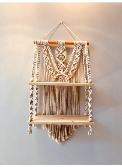 Buy Wooden Wall Shelf, Macrame Shelf, Living Room Decor, Stand Bookshelf. in Egypt