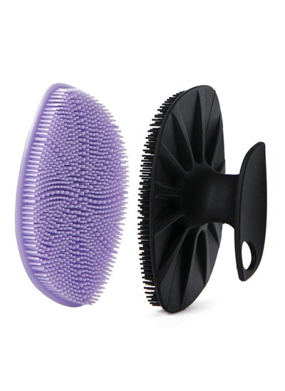 Buy Silicone Face Scrubber, Facial Cleansing Brush Silicone Manual Face Washing Brushes,Gentle Exfoliation Pad & Massage Skin Care for Men Women Cleansing and Exfoliating, Black+Purple in Saudi Arabia