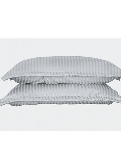 اشتري 2 Pieces Standard Pillow Protectors with Envelope Closure Soft Pillow Covers, Ideal for Home hotels and Guest 80X50cm Silver في السعودية