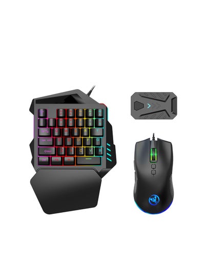 Buy One Handed Gaming Keyboard and Mouse Combo Gaming Half Mechanical 35 Keys Keyboard Backlit RGB Wrist Rest Gaming Mouse Converter Adapter Compatible with PS4/Switch/PS3 /PC in Saudi Arabia