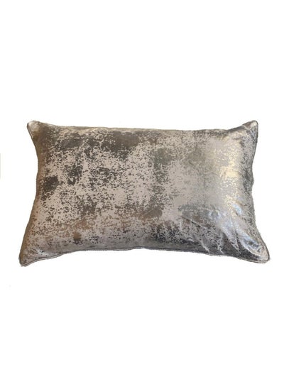 Buy Majestic Sandstone Foil Printed Filled Cushion 30x50 Cm Silver in UAE