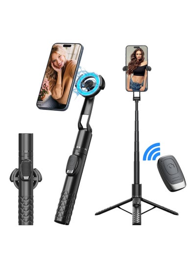 اشتري Phone Tripod 49'' Magnetic Selfie Stick for iPhone with Remote, Extendable Phone Tripod Stand for All Cell Phones, Detachable Wireless Remote, Portable Phone Tripod for Selfie/Photo/Live/Vlog في الامارات