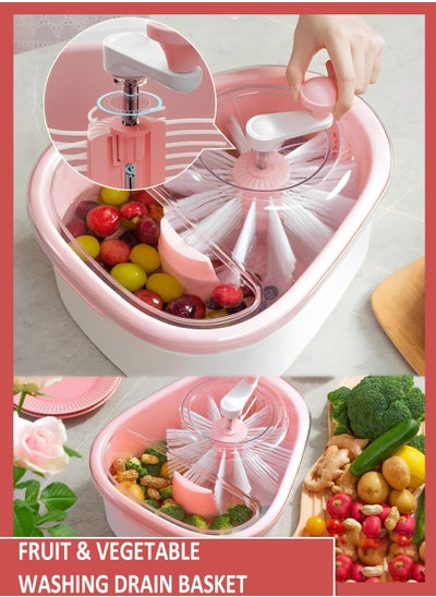 اشتري Drain Basket Fruit Washer Machine Device 720 Degree Cleaning Scrubbing Fruit And Vegetable Washing With Full-Sided Spin Scrubber And Draining Bowl Brush For Kitchen في الامارات