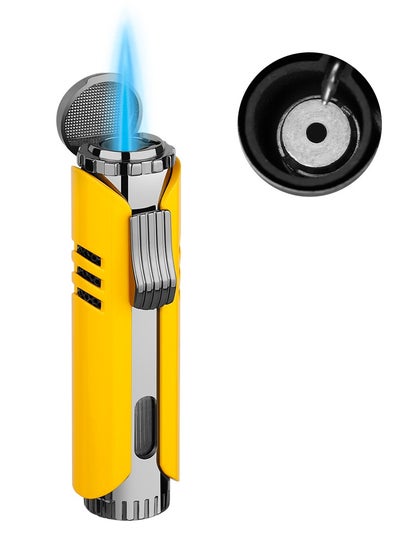 Buy Torch Lighter Windproof Butane Jet Lighter, Adjustable Single Flame Refillbale Fuel Lighter (Butane Not Included), with Gift Package Box in UAE