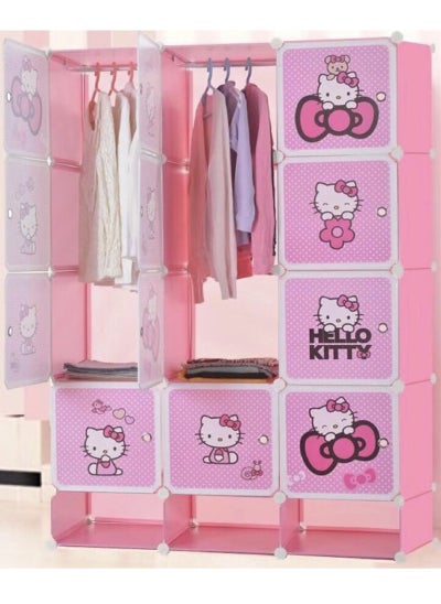 Buy 12 Cubes Hello Kitty Wardrobe Cabinet with Shoe Rack (Pink) in UAE