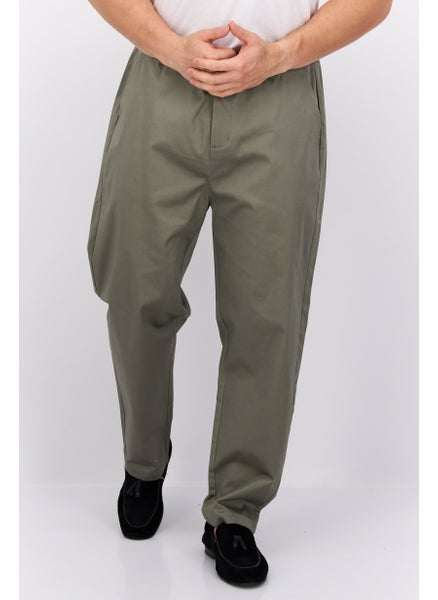 Buy Men Regular Fit Solid Pants, Sage in UAE