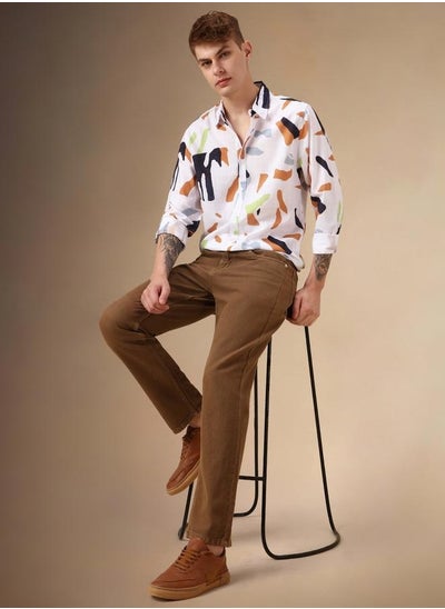 Buy Men's Regular Fit Multi-Color Spread Collar Shirt in UAE