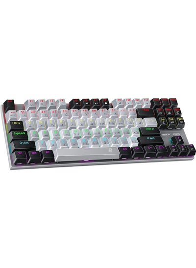 Buy English Arabic Mechanical Gaming Keyboard with RGB LED Rainbow Backlit Quick Response USB Wired E-sport Waterproof 87 Keys Keyboard for Windows/MacOS/Android PC Gamers in UAE