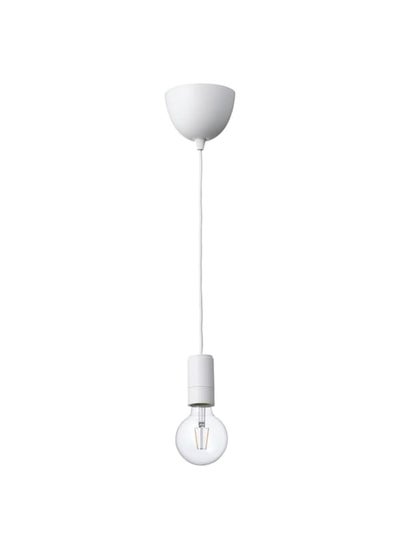 اشتري Pendant lamp with light bulb, white/globe clear في السعودية