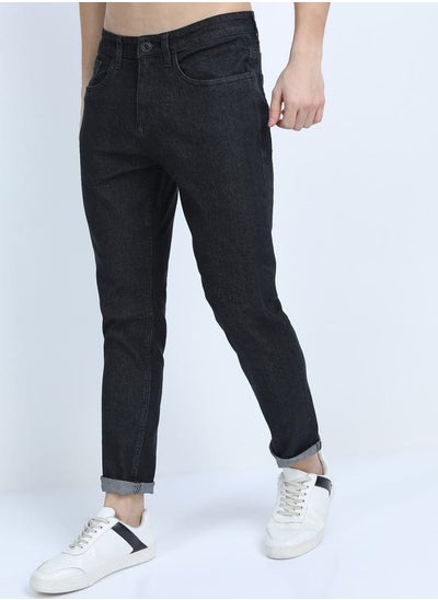 Buy Mid Rise Solid Jeans with Pockets in Saudi Arabia