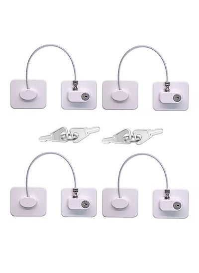 اشتري Pack of 4 Safety Cable Fridge Window Lock With Key Set في الامارات