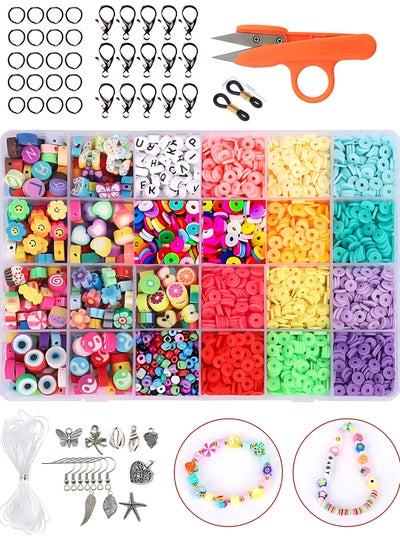 6000 Pcs Clay Beads for Bracelets Making, 2 Boxes Clay Beads 24 Colors Bracelet  Making Kit, Polymer Clay Beads Jewelry Making Kit, Clay Beads for Jewelry  Making Bracelet Kit Flat Clay Beads(2