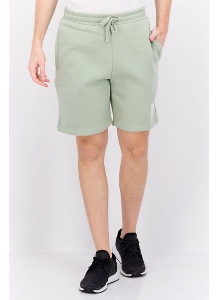 اشتري Men Brand Logo Basic Shorts, Sage Green في السعودية