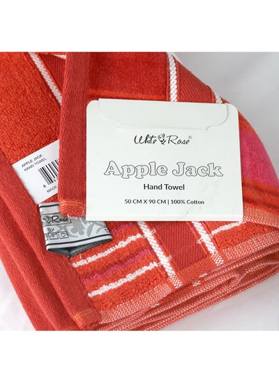 Buy 4 Piece Bathroom Towel Set APPLE JAQ 500 GSM 100% Cotton Velour 2 Bath Towel 70X140 cm & 2 Hand Towel 50x90 cm Red & Sky Blue Color Modern Stripe Design Luxury Touch Extra Absorbent in UAE