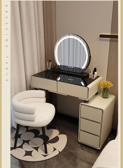 Buy Makeup Dressing Table With Mirror, Storage Cabinet Drawers And Chair in UAE