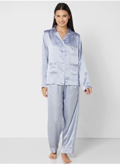 Buy Satin T-shirt Pyjama Set in UAE